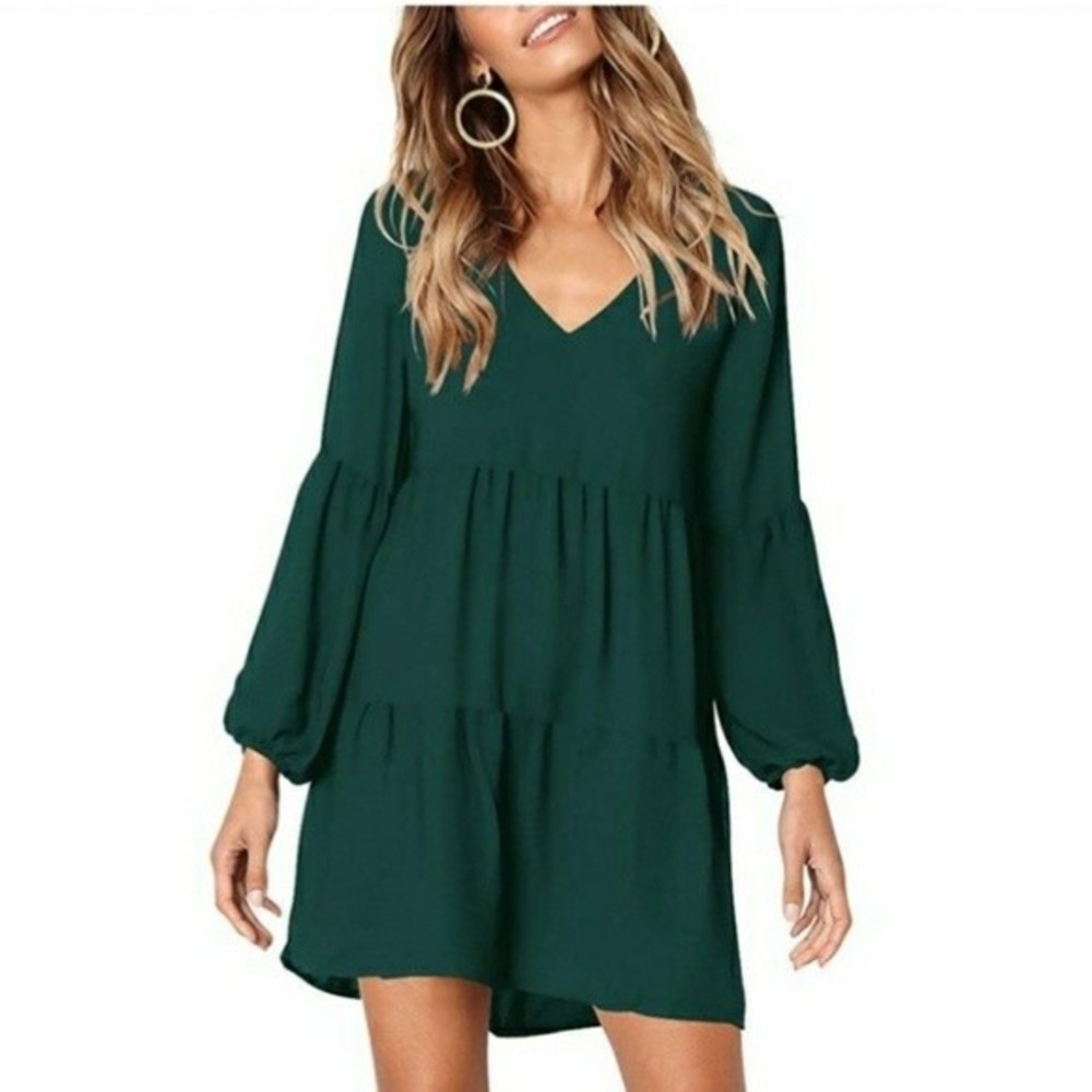 Vneck Babydoll Mini Dress